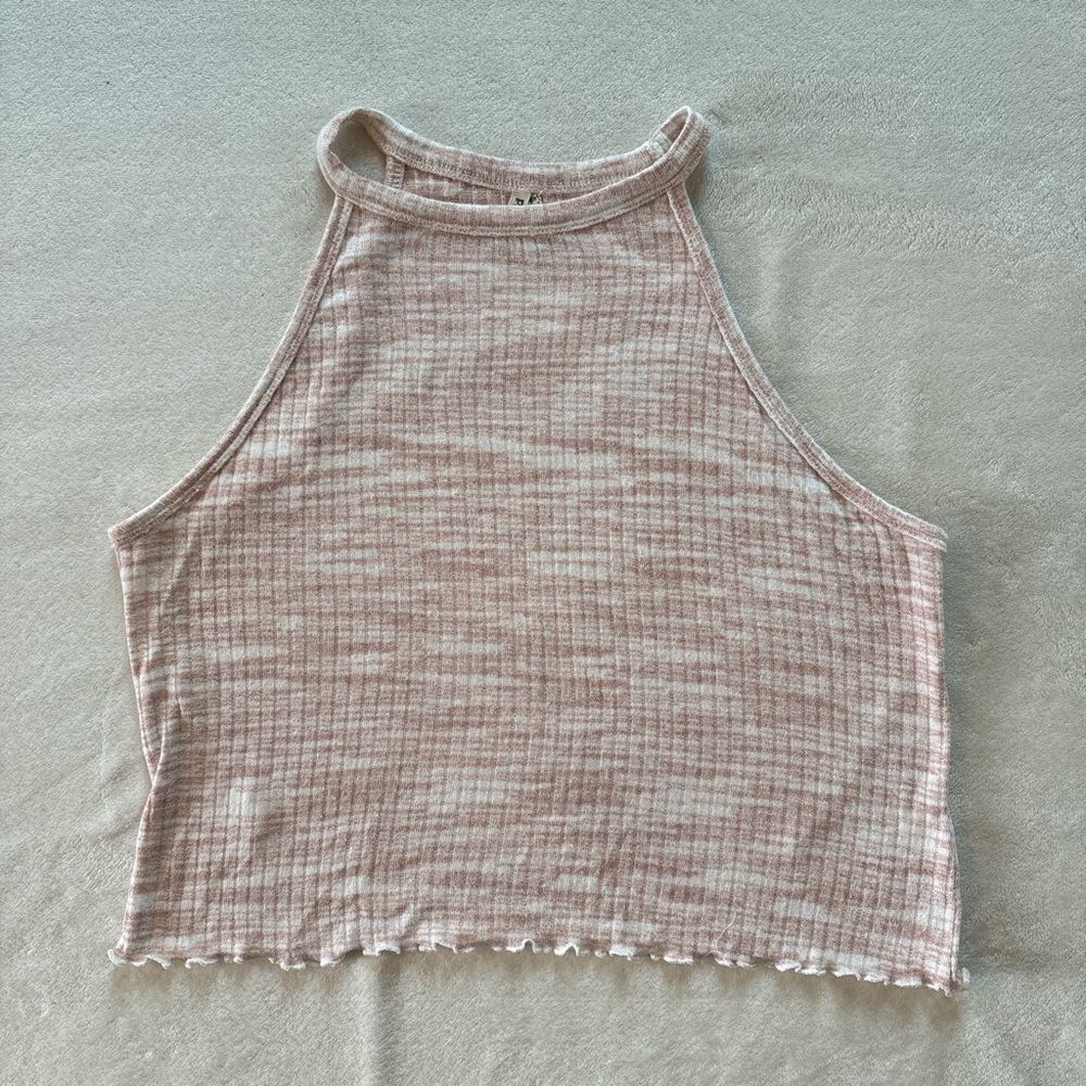 Junior's XXL Mudd Rose and Cream Halter Crop Tank Top
